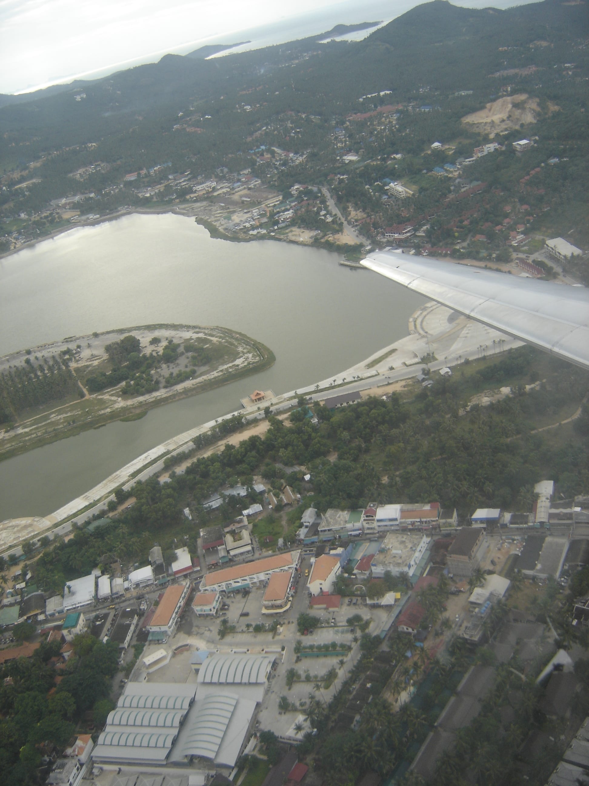 Archive aerial view of the Chaweng area of Koh Samui, photographed from an aircraft in July 2006.